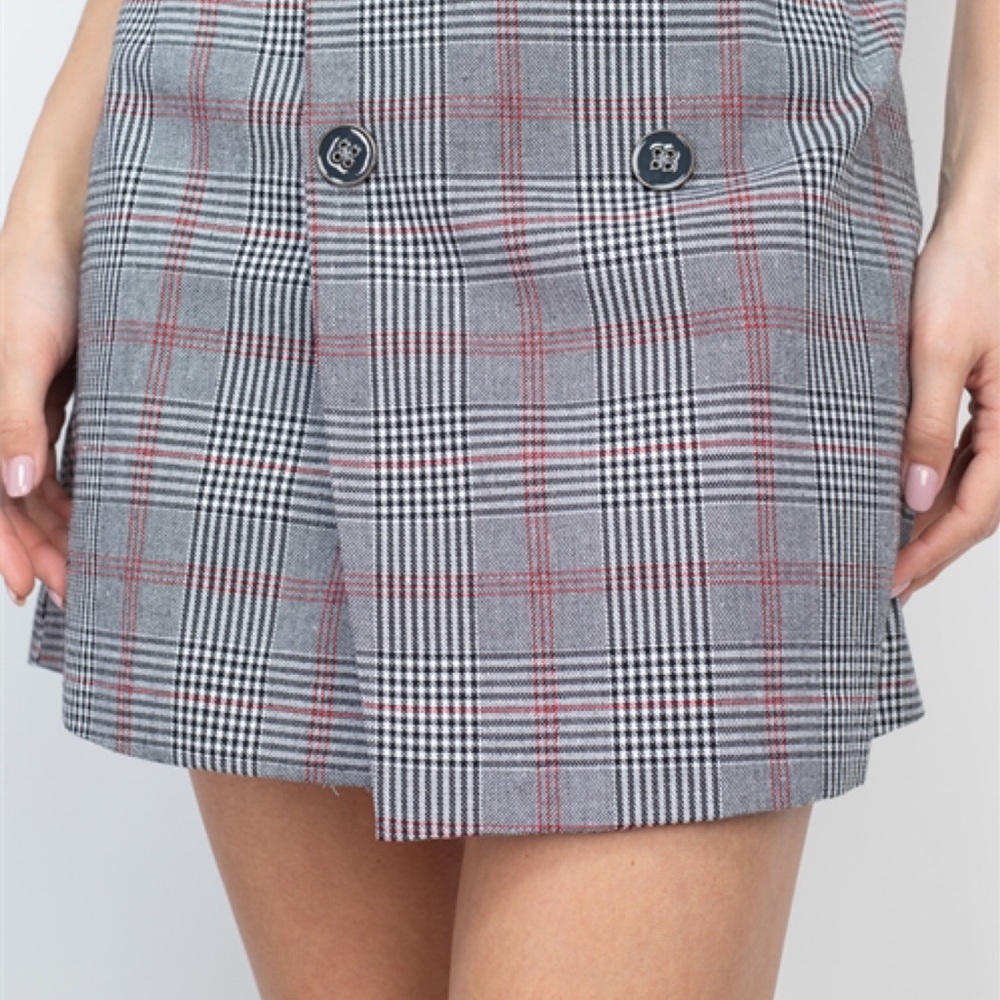 Chic Plaid Mini Bodycon Pencil Skirt with Buttons - Picture 6 of 16